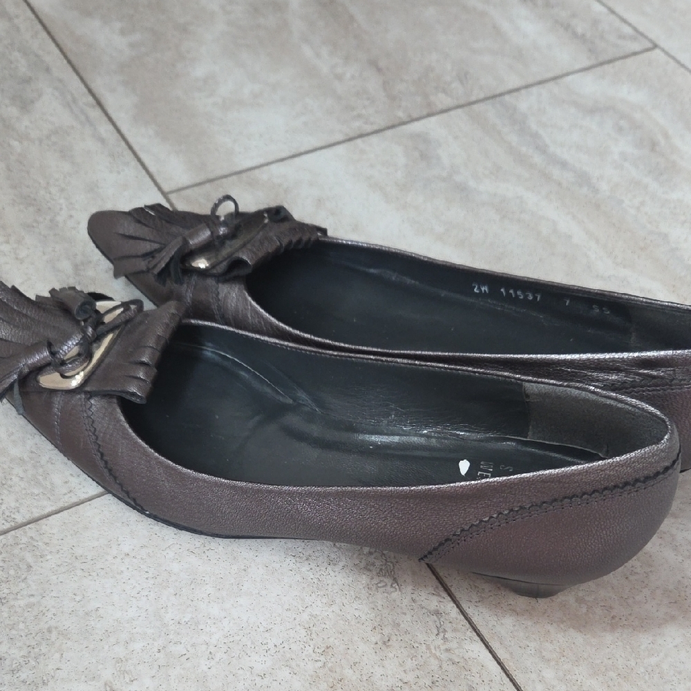 Stuart Weitzman Metallic Charcoal Loafers - Picture 7 of 12